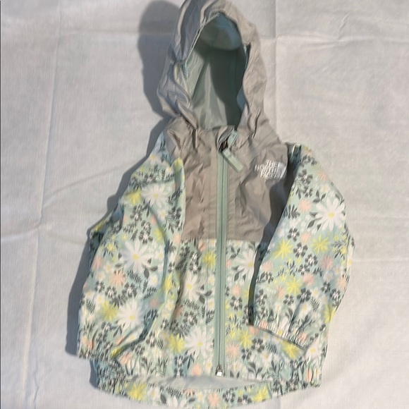 The North Face zip line rain Floral Jacket - Gray and Green - Picture 2 of 6